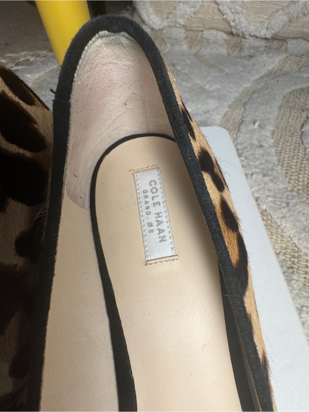 Cole Haan Leopard Print Pointed Toe Heels - Tan and Black - Picture 6 of 9